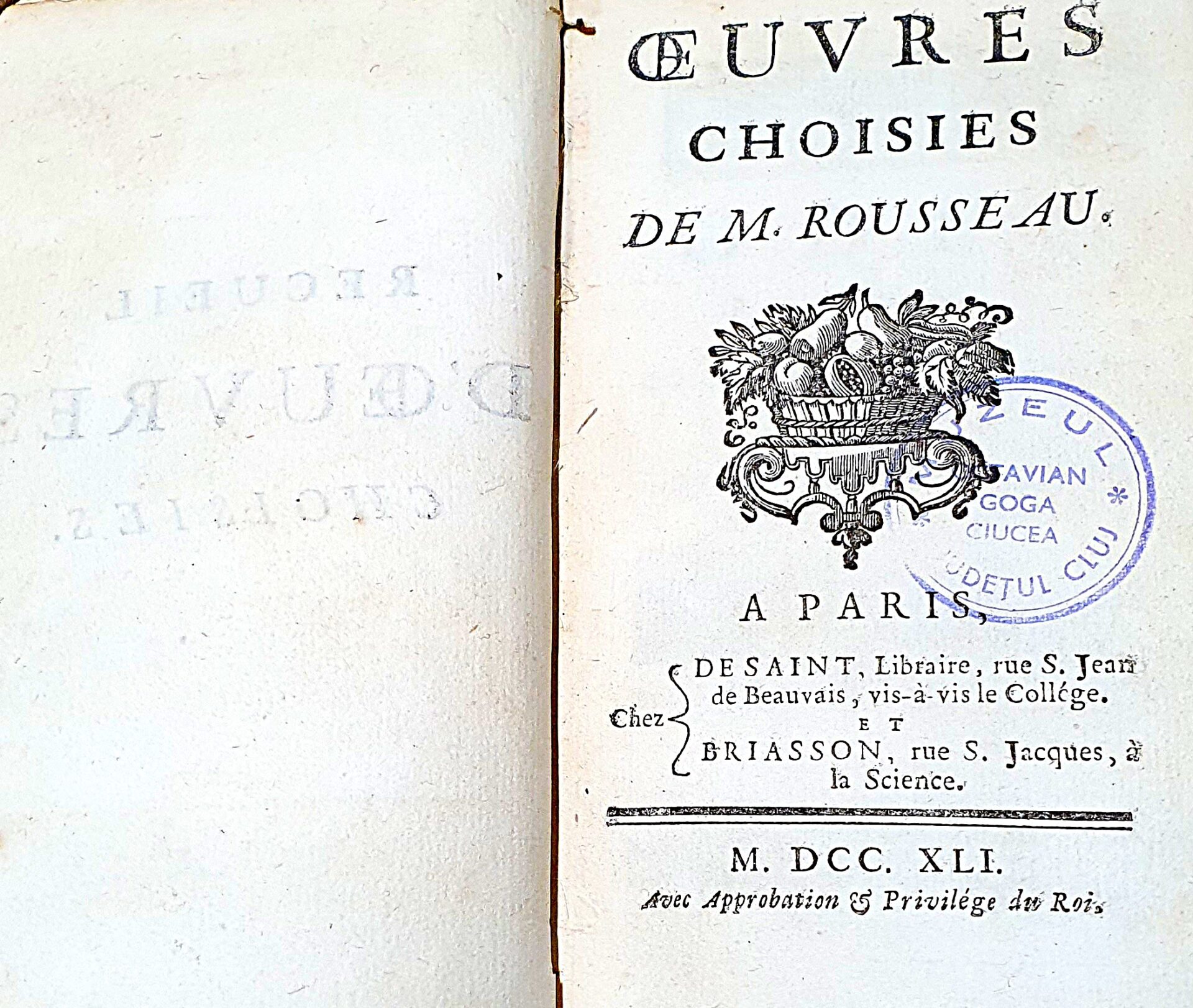Виртуальная выставка: редкое издание 1766 года с избранными произведениями Жана-Батиста Руссо из библиотеки поэта Октавиана Гоги